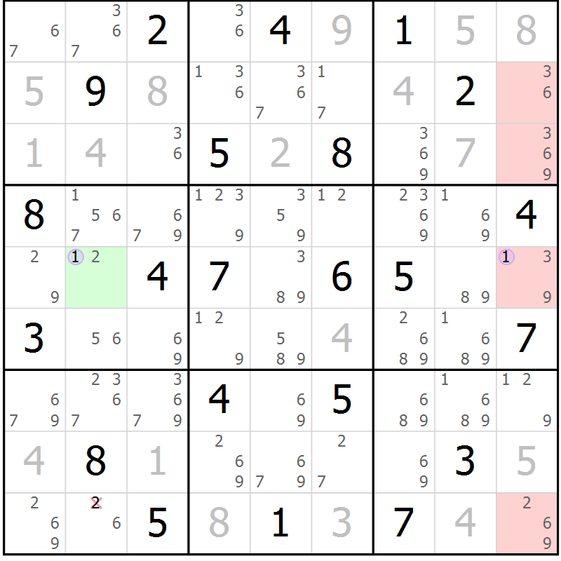 Position des candidats pour la solution de la Gr 28 page 31 du magazine de sudoku Suprême n° 028