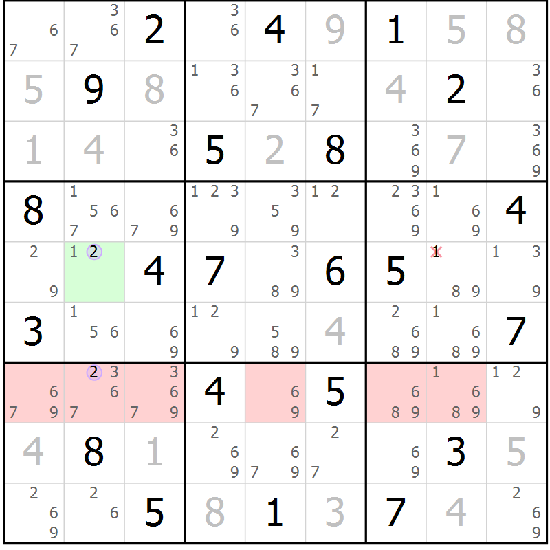 Position des candidats pour la solution de la Gr 28 page 31 du magazine de sudoku Suprême n° 028