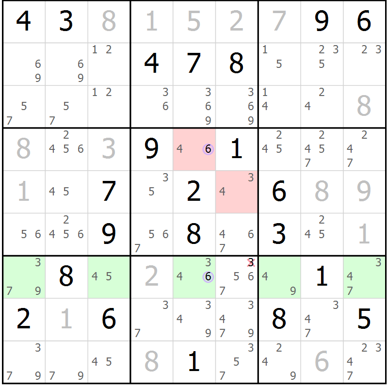 Position des candidats pour la solution de la Gr 29 page 32 du magazine de sudoku Suprême n° 028