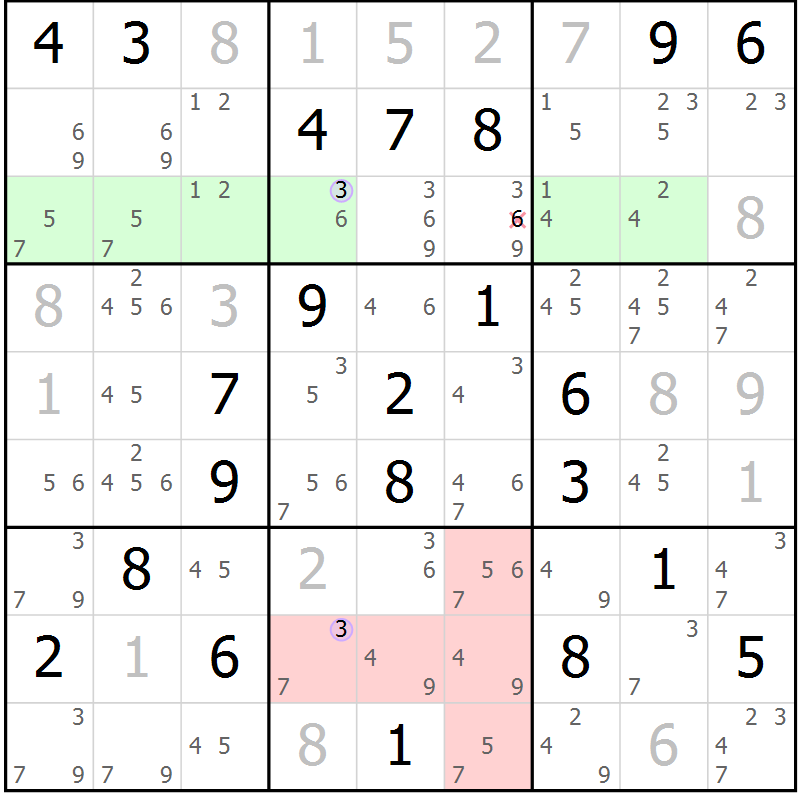 Position des candidats pour la solution de la Gr 29 page 32 du magazine de sudoku Suprême n° 028