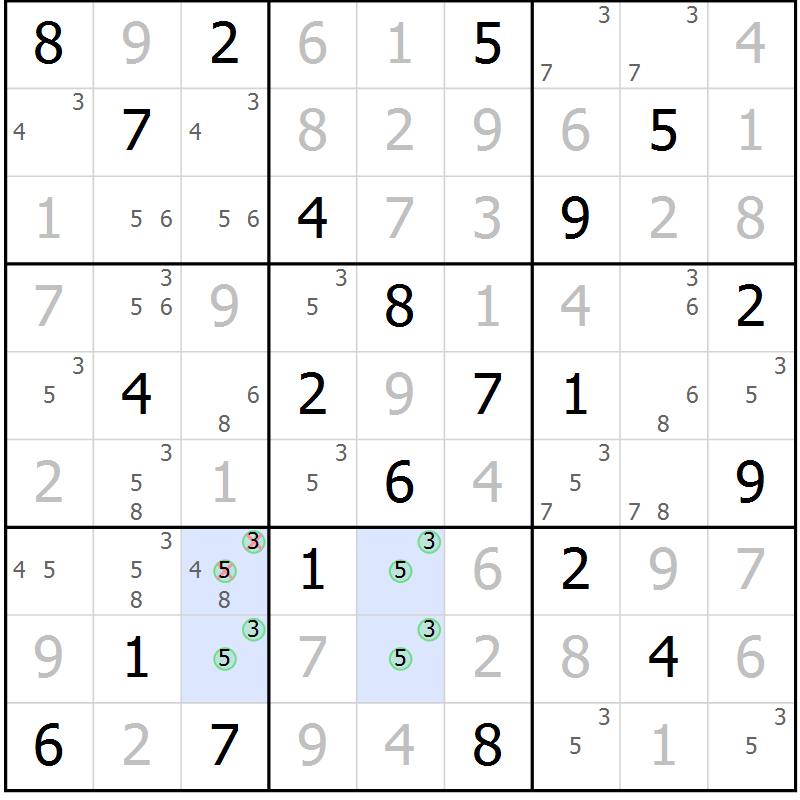 Position des candidats pour la solution de la Gr 30 page 33 du magazine de sudoku Suprême n° 028