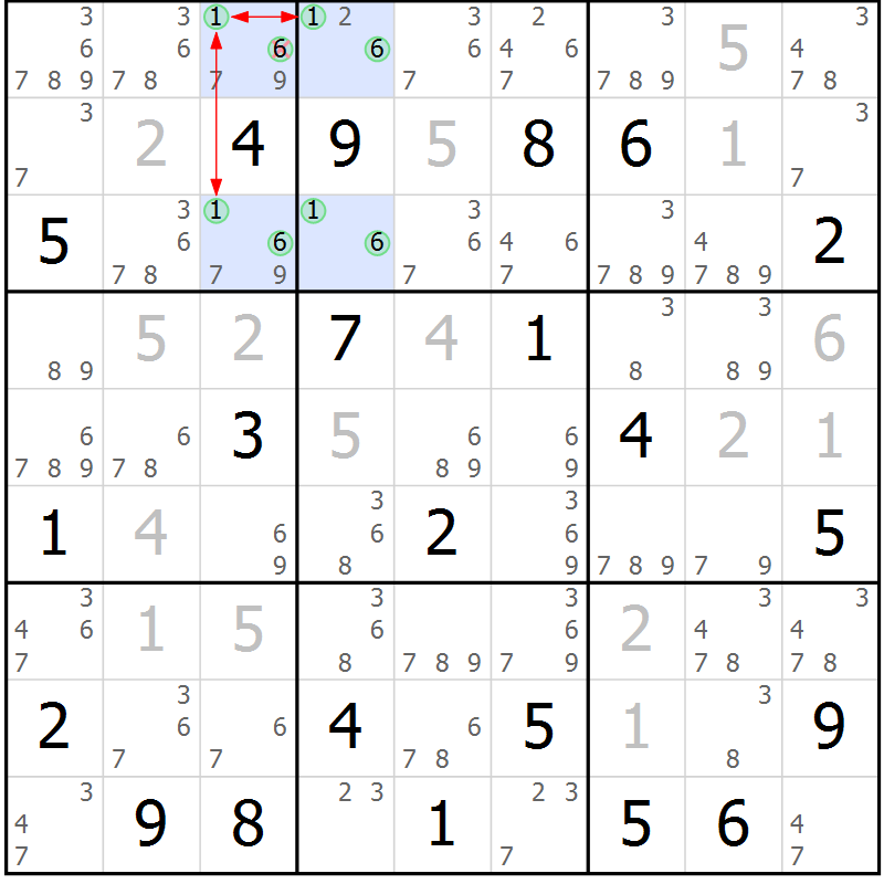 Position des candidats pour la solution de la Gr 31 page 34 du magazine de sudoku Suprême n° 028