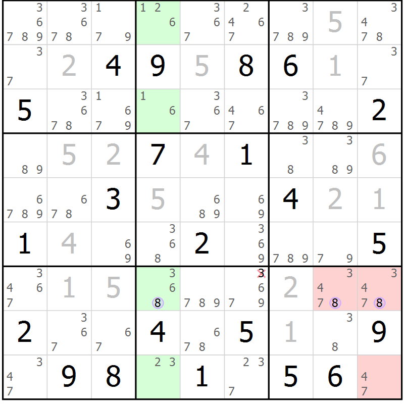 Position des candidats pour la solution de la Gr 31 page 34 du magazine de sudoku Suprême n° 028
