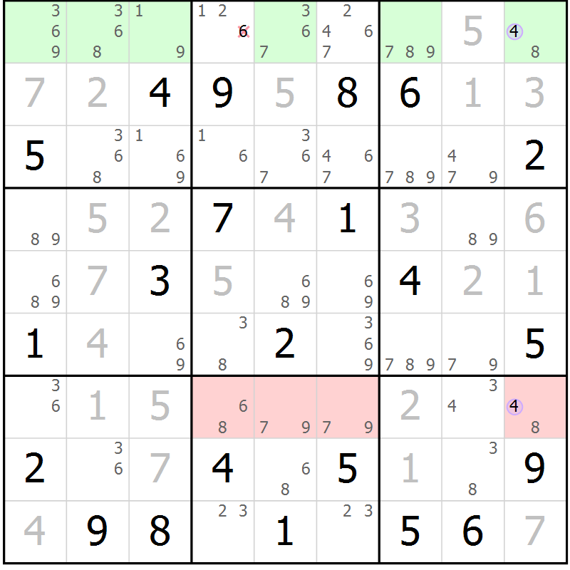 Position des candidats pour la solution de la Gr 31 page 34 du magazine de sudoku Suprême n° 028