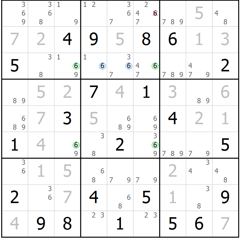 Position des candidats pour la solution de la Gr 31 page 34 du magazine de sudoku Suprême n° 028