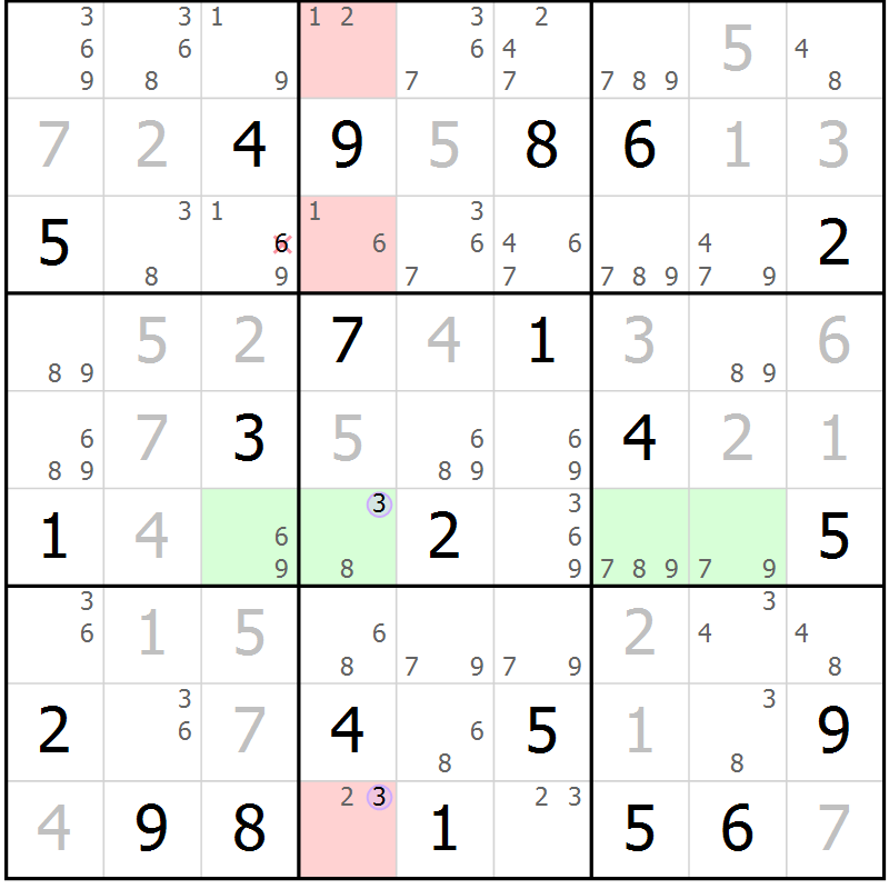 Position des candidats pour la solution de la Gr 31 page 34 du magazine de sudoku Suprême n° 028