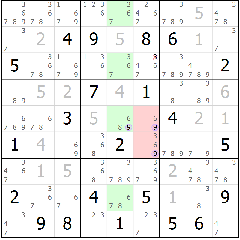 Position des candidats pour la solution de la Gr 31 page 34 du magazine de sudoku Suprême n° 028