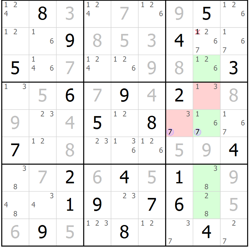 Position des candidats pour la solution de la Gr 32 page 35 du magazine de sudoku Suprême n° 028