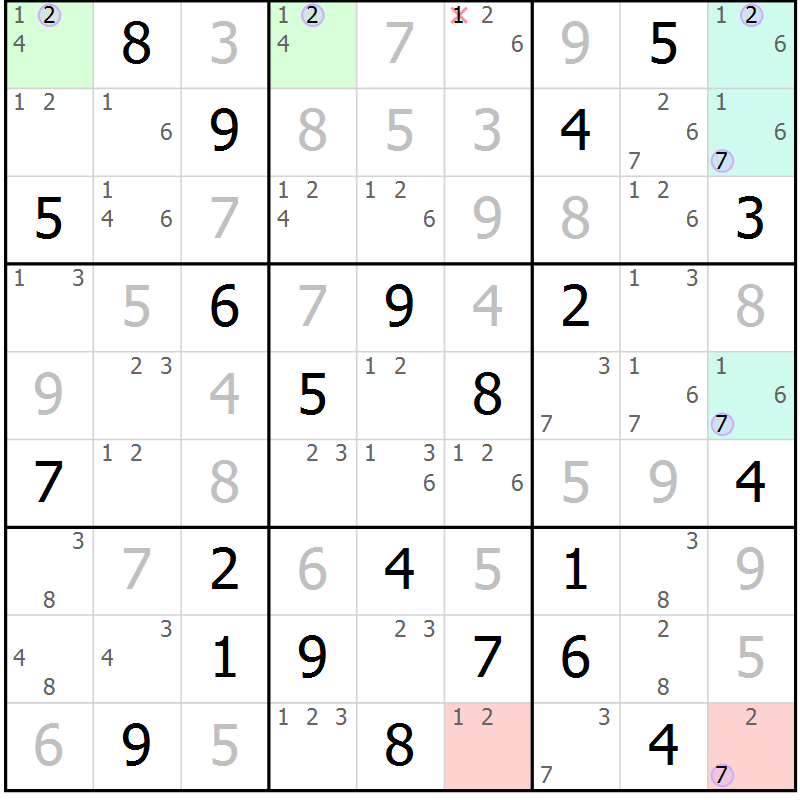 Position des candidats pour la solution de la Gr 32 page 35 du magazine de sudoku Suprême n° 028