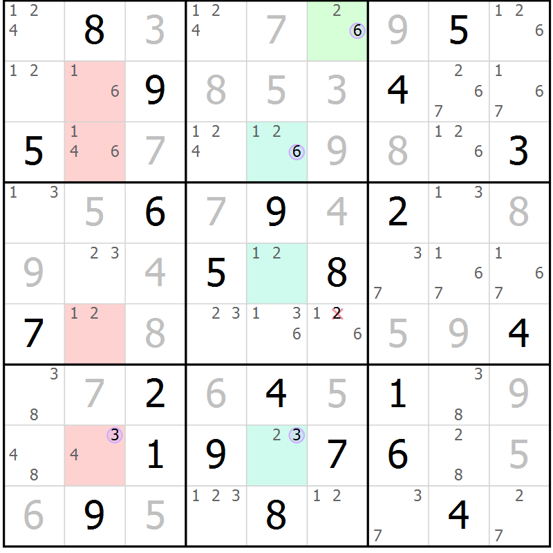 Position des candidats pour la solution de la Gr 32 page 35 du magazine de sudoku Suprême n° 028