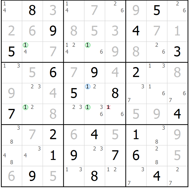 Position des candidats pour la solution de la Gr 32 page 35 du magazine de sudoku Suprême n° 028