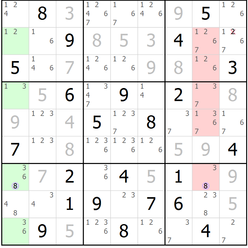 Position des candidats pour la solution de la Gr 32 page 35 du magazine de sudoku Suprême n° 028