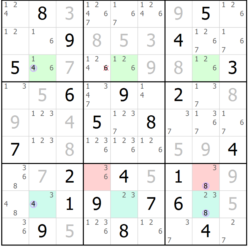 Position des candidats pour la solution de la Gr 32 page 35 du magazine de sudoku Suprême n° 028