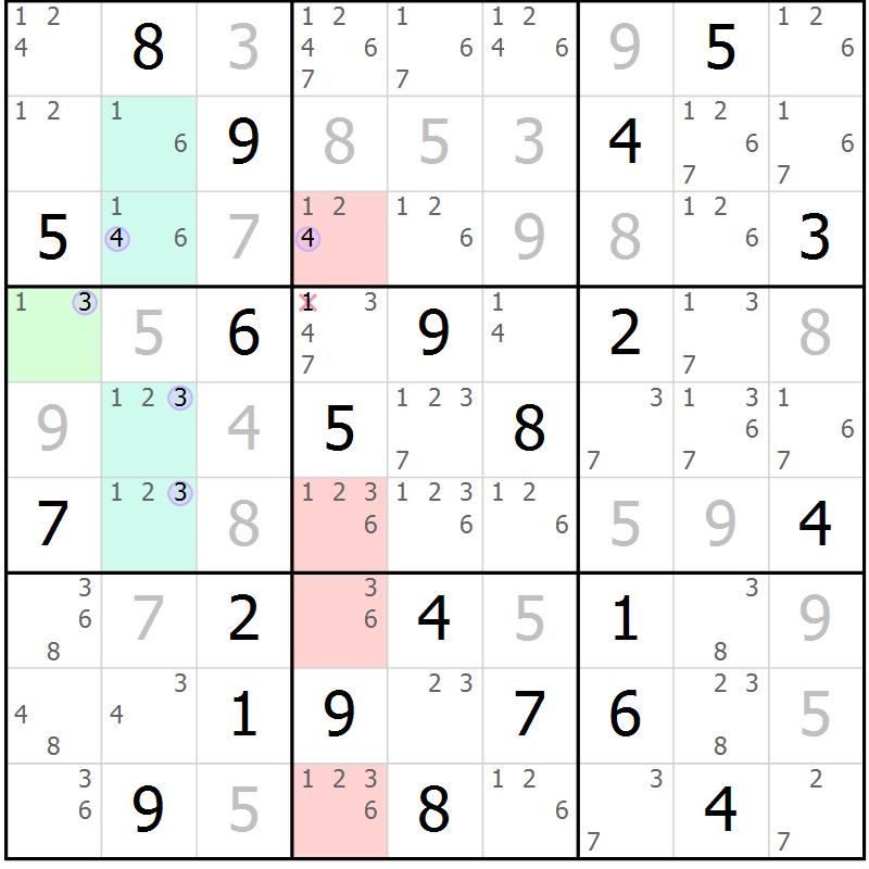 Position des candidats pour la solution de la Gr 32 page 35 du magazine de sudoku Suprême n° 028