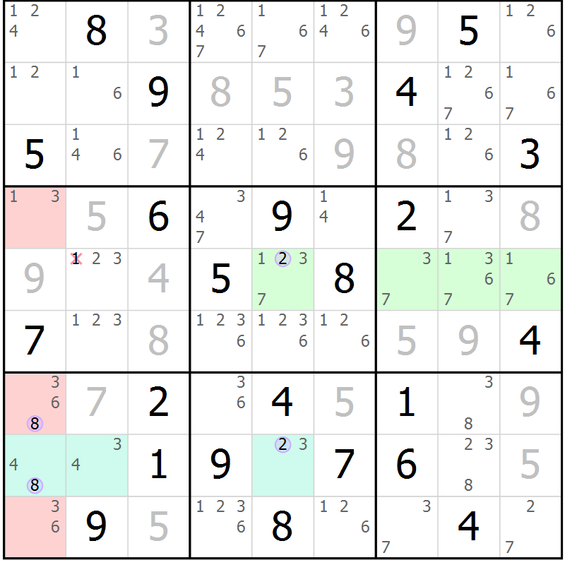 Position des candidats pour la solution de la Gr 32 page 35 du magazine de sudoku Suprême n° 028
