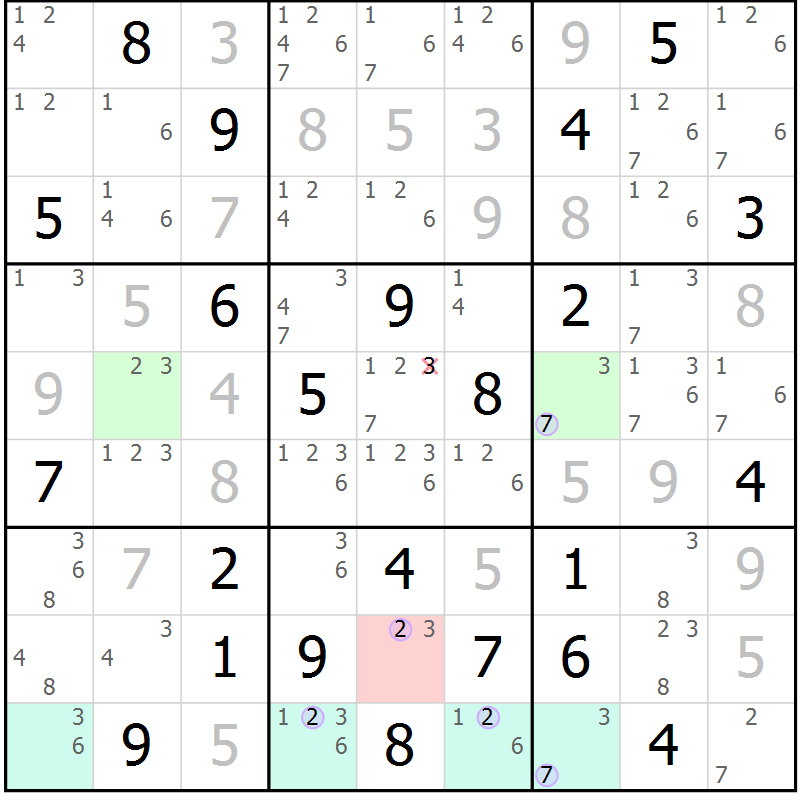 Position des candidats pour la solution de la Gr 32 page 35 du magazine de sudoku Suprême n° 028