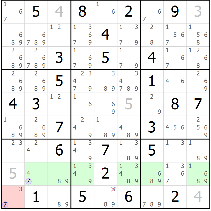 Position des candidats pour la solution de la Gr 34 page 37 du magazine de sudoku Suprême n° 028