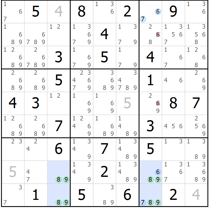 Position des candidats pour la solution de la Gr 34 page 37 du magazine de sudoku Suprême n° 028