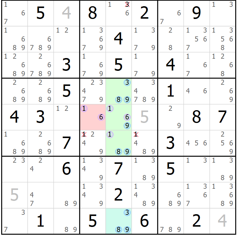 Position des candidats pour la solution de la Gr 34 page 37 du magazine de sudoku Suprême n° 028