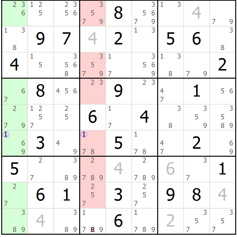 Position des candidats pour la solution de la Gr 35 page 38 du magazine de sudoku Suprême n° 028