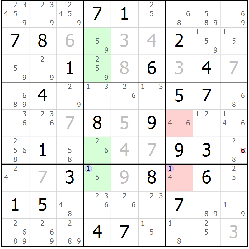 Position des candidats pour la solution de la Gr 36 page 39 du magazine de sudoku Suprême n° 028