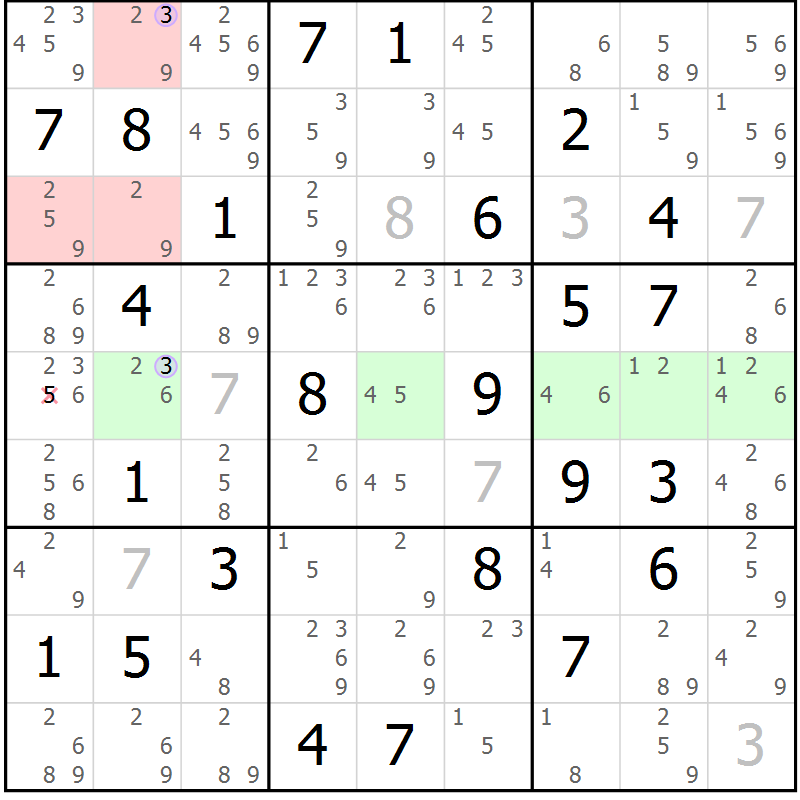 Position des candidats pour la solution de la Gr 36 page 39 du magazine de sudoku Suprême n° 028
