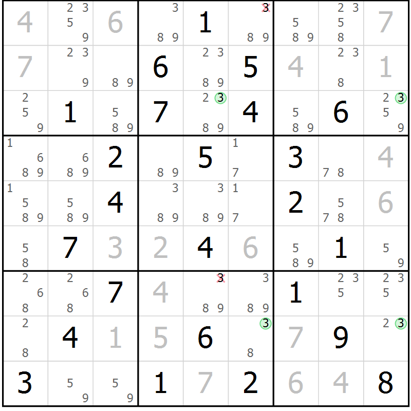 Position des candidats pour la solution de la Gr 37 page 40 du magazine de sudoku Suprême n° 028