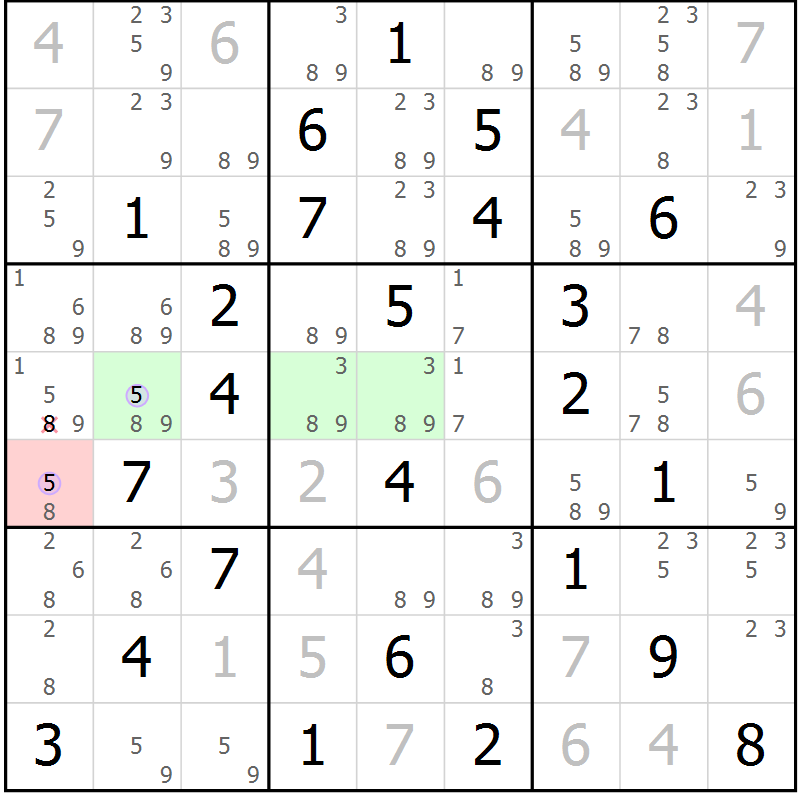 Position des candidats pour la solution de la Gr 37 page 40 du magazine de sudoku Suprême n° 028