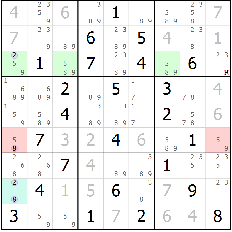 Position des candidats pour la solution de la Gr 37 page 40 du magazine de sudoku Suprême n° 028
