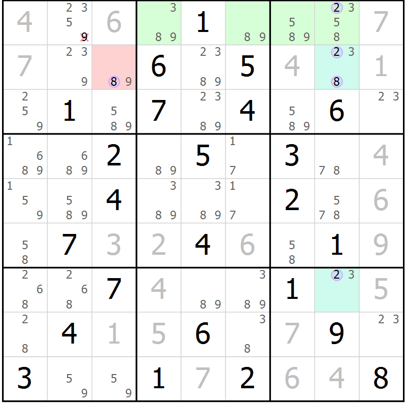 Position des candidats pour la solution de la Gr 37 page 40 du magazine de sudoku Suprême n° 028