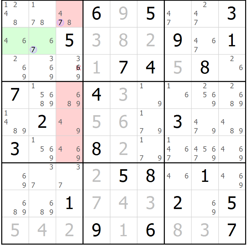 Position des candidats pour la solution de la Gr 38 page 41 du magazine de sudoku Suprême n° 028