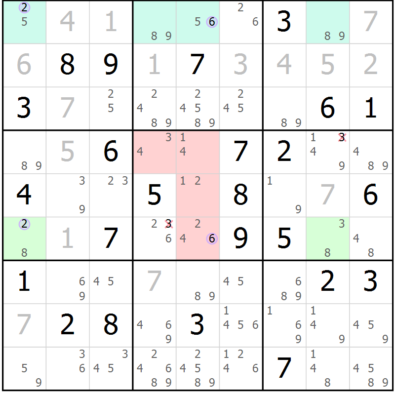 Position des candidats pour la solution de la Gr 39 page 42 du magazine de sudoku Suprême n° 028