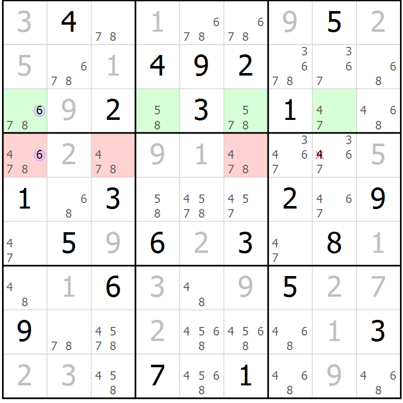 Position des candidats pour la solution de la Gr 4 page 7 du magazine de sudoku Suprême n° 028