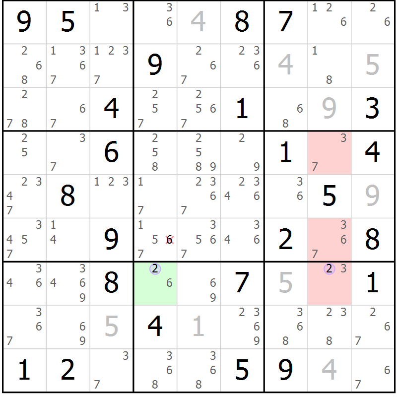 Position des candidats pour la solution de la Gr 43 page 46 du magazine de sudoku Suprême n° 028