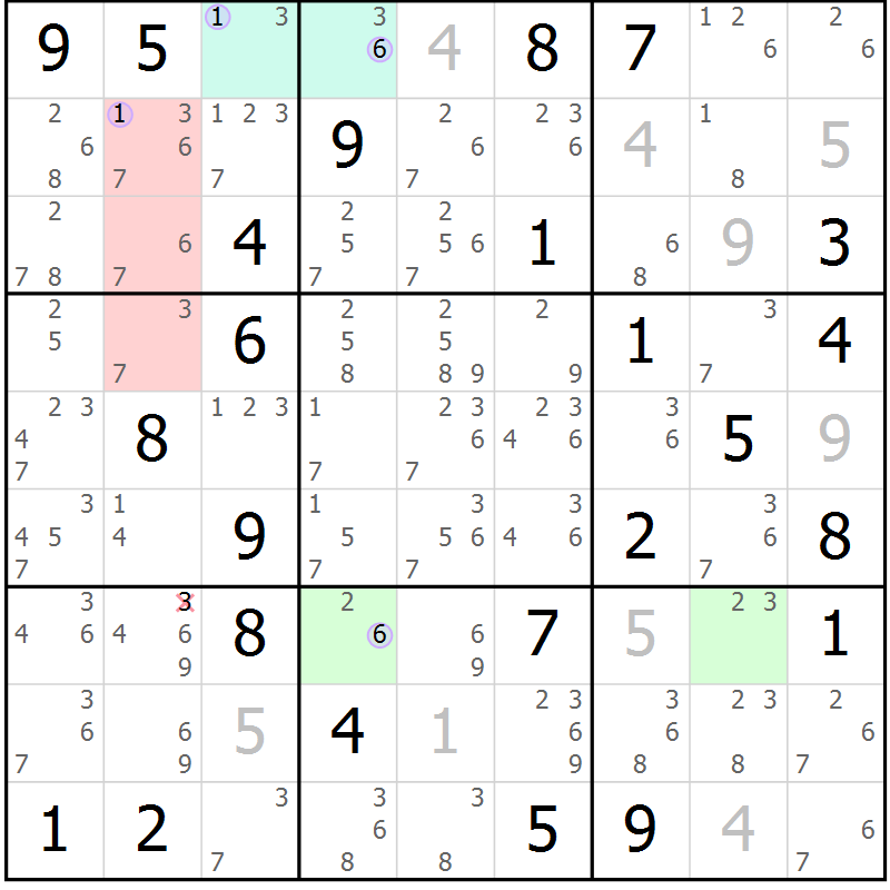 Position des candidats pour la solution de la Gr 43 page 46 du magazine de sudoku Suprême n° 028