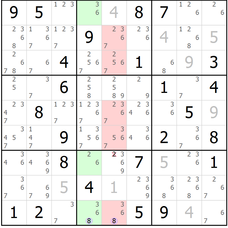 Position des candidats pour la solution de la Gr 43 page 46 du magazine de sudoku Suprême n° 028
