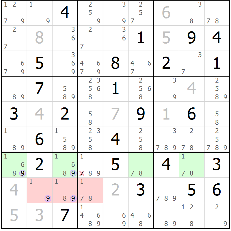 Position des candidats pour la solution de la Gr 44 page 47 du magazine de sudoku Suprême n° 028