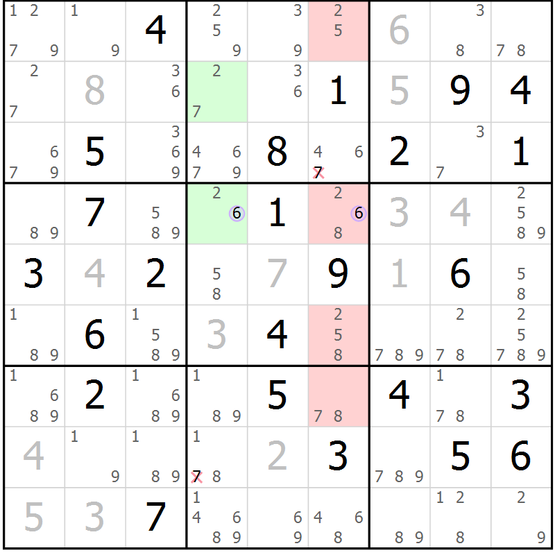 Position des candidats pour la solution de la Gr 44 page 47 du magazine de sudoku Suprême n° 028
