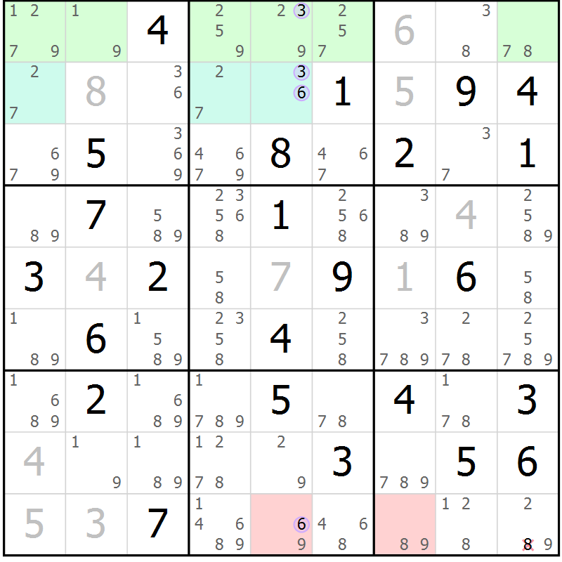 Position des candidats pour la solution de la Gr 44 page 47 du magazine de sudoku Suprême n° 028
