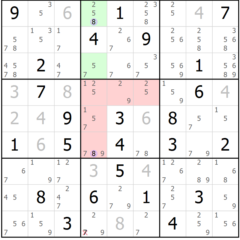 Position des candidats pour la solution de la Gr 45 page 48 du magazine de sudoku Suprême n° 028