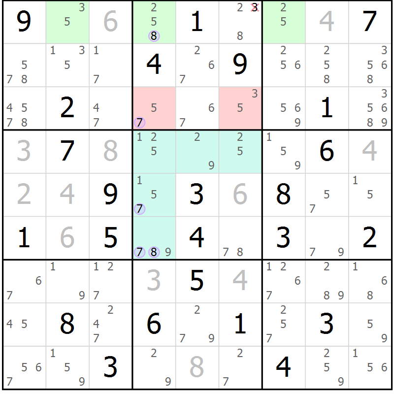 Position des candidats pour la solution de la Gr 45 page 48 du magazine de sudoku Suprême n° 028