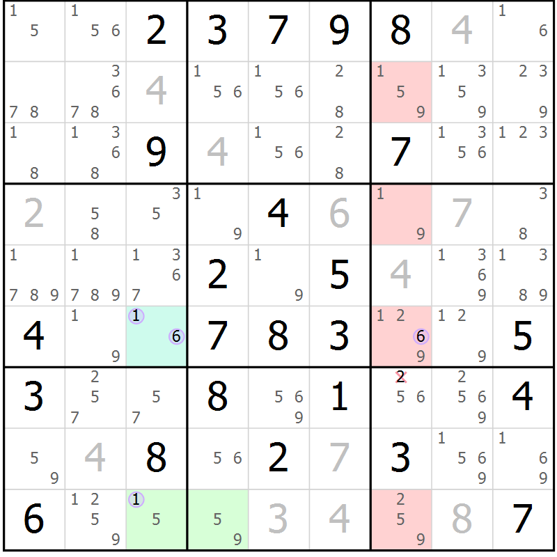 Position des candidats pour la solution de la Gr 46 page 49 du magazine de sudoku Suprême n° 028