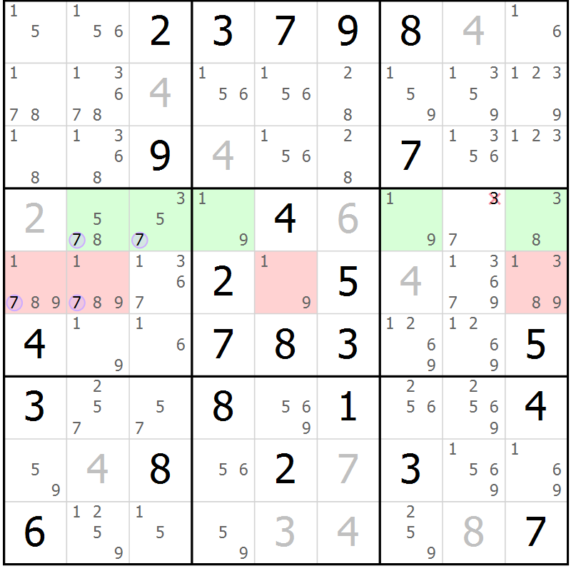 Position des candidats pour la solution de la Gr 46 page 49 du magazine de sudoku Suprême n° 028