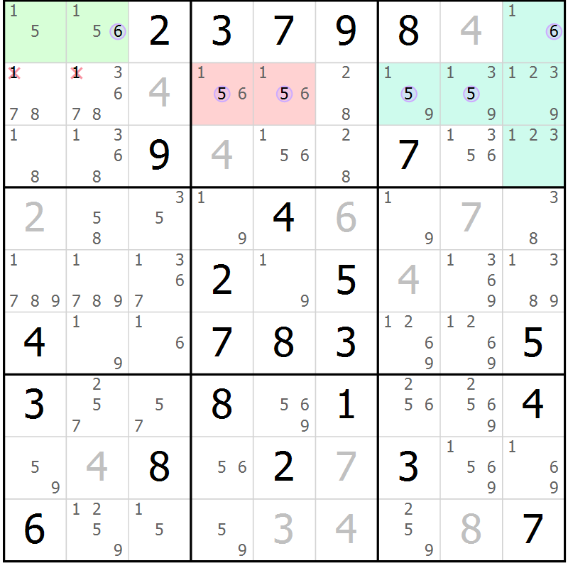 Position des candidats pour la solution de la Gr 46 page 49 du magazine de sudoku Suprême n° 028