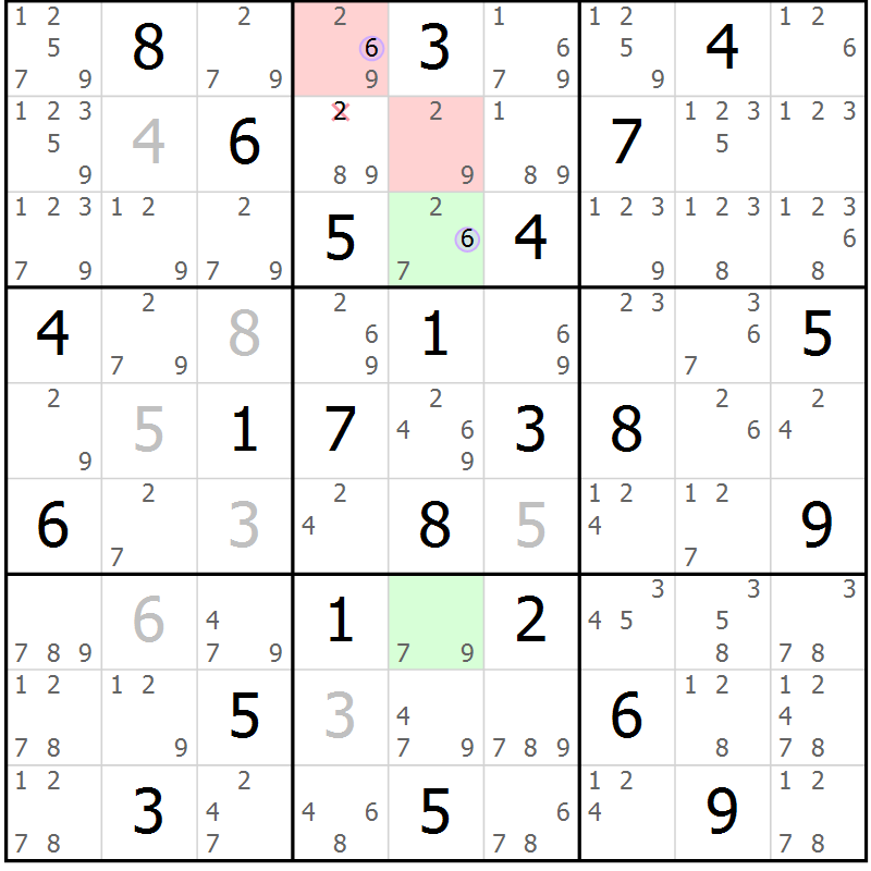 Position des candidats pour la solution de la Gr 47 page 50 du magazine de sudoku Suprême n° 028