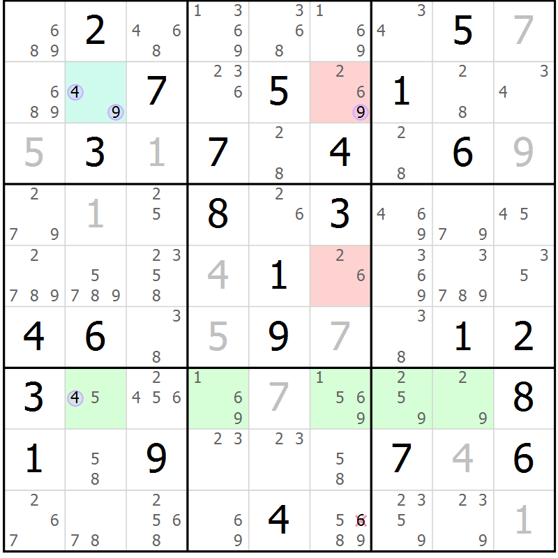 Position des candidats pour la solution de la Gr 48 page 51 du magazine de sudoku Suprême n° 028