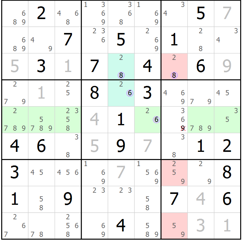 Position des candidats pour la solution de la Gr 48 page 51 du magazine de sudoku Suprême n° 028