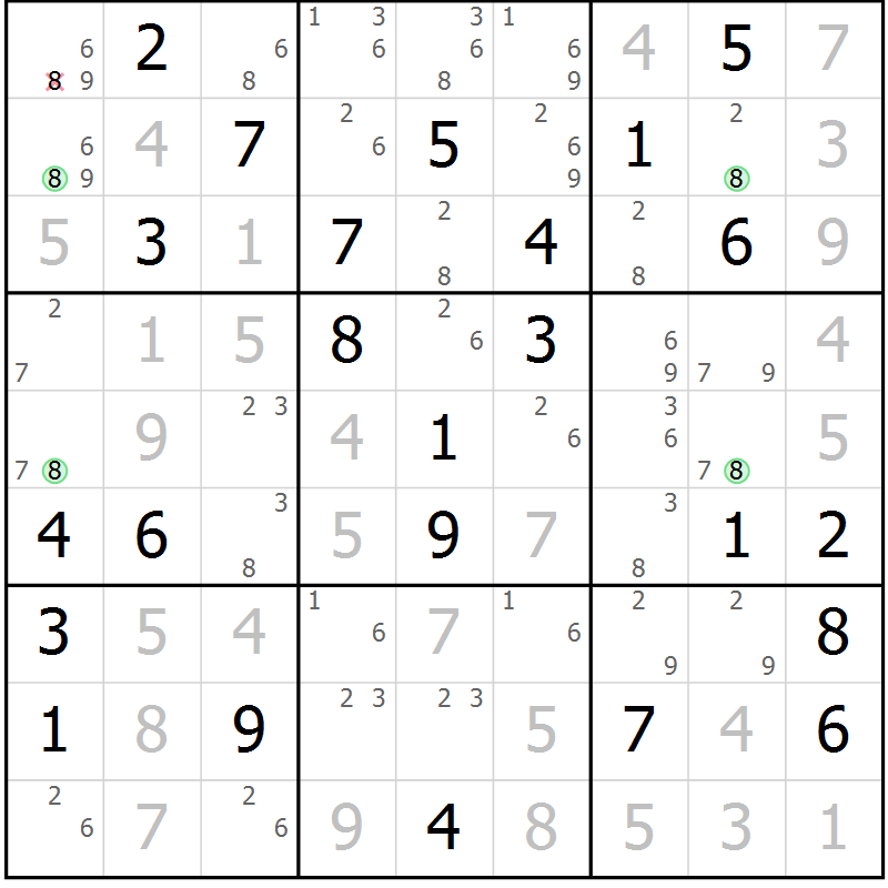 Position des candidats pour la solution de la Gr 48 page 51 du magazine de sudoku Suprême n° 028