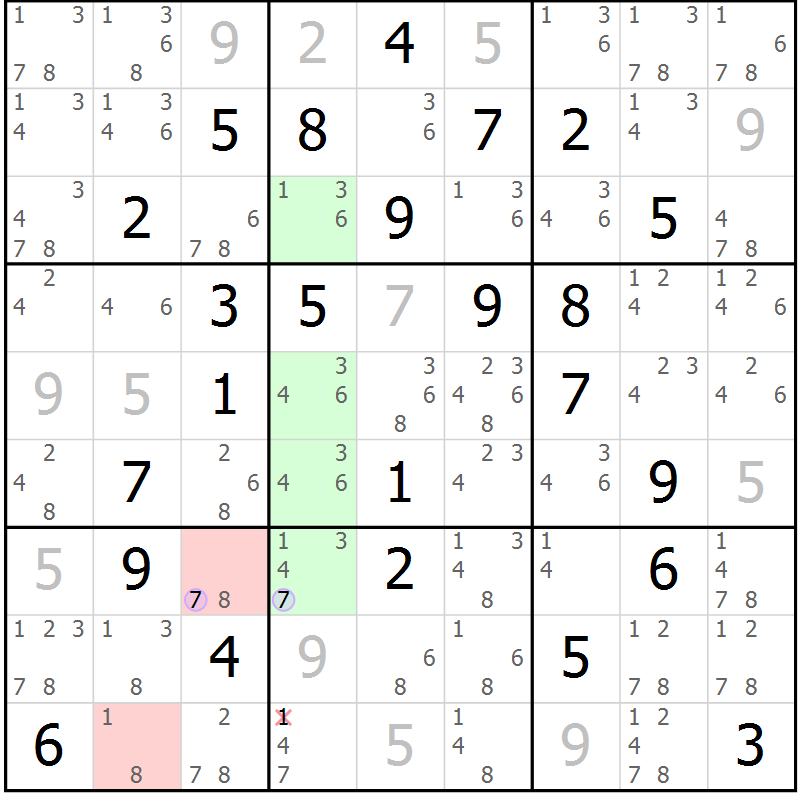 Position des candidats pour la solution de la Gr 51 page 54 du magazine de sudoku Suprême n° 028