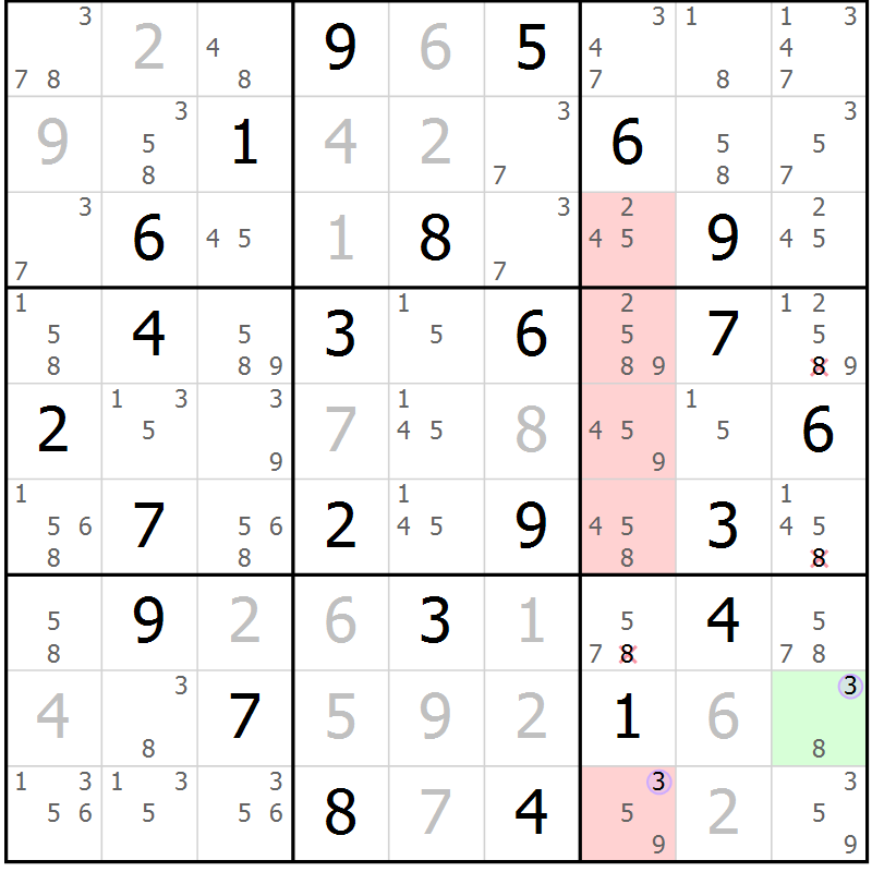 Position des candidats pour la solution de la Gr 52 page 55 du magazine de sudoku Suprême n° 028